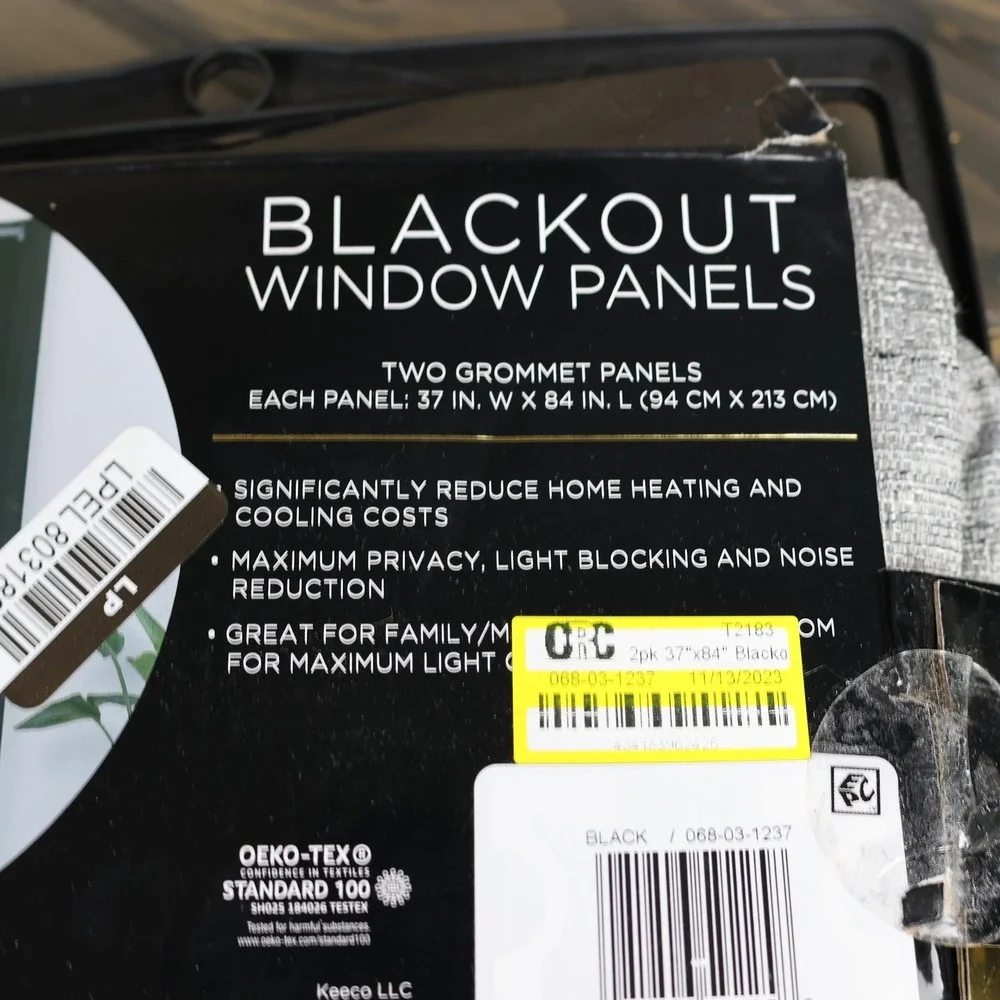 Eclipse Black Blackout Window‎ Panels Curtains 2pk Grommet 37x84 Noise Reducing
